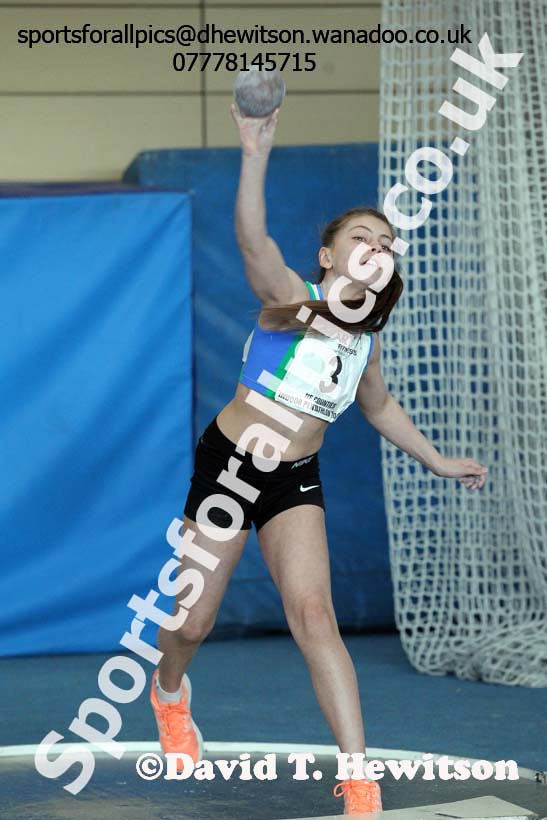 Girls shot NECAA Championships and Open Indoor Pentathlon, Gateshead College Academy of Sport. Photo: David T. Hewitson/Sports for All Pics